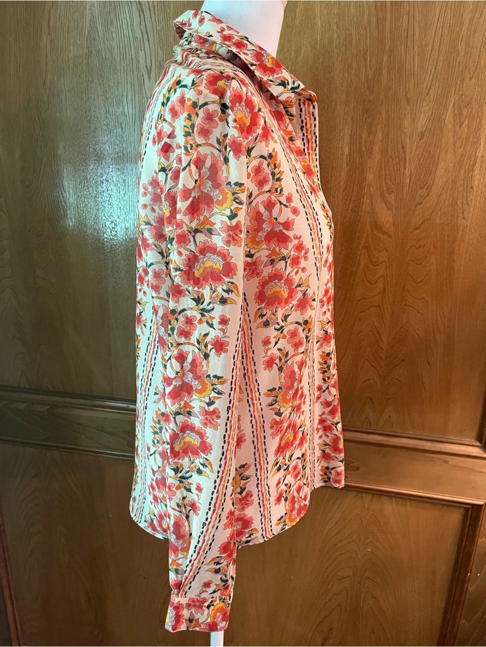 Sz 6 Sezane Fiori Rossi Print Button-Down Pierro Shirt Sz 38 UK - Picture 12 of 17